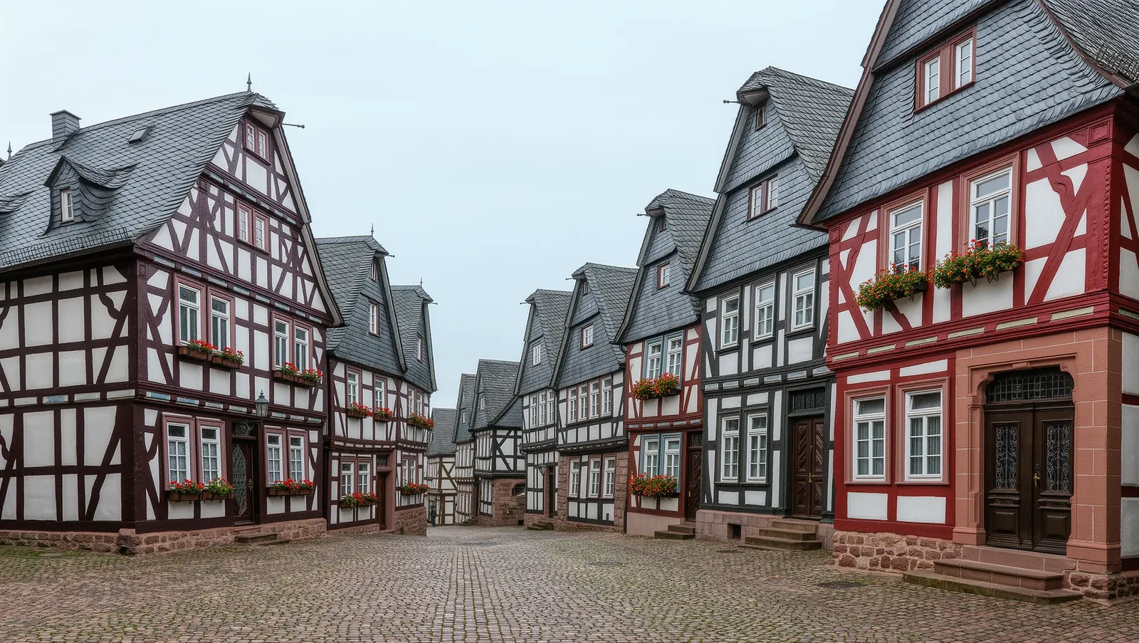 Symbolbild Altstadtplatz mit Fachwerkhäusern